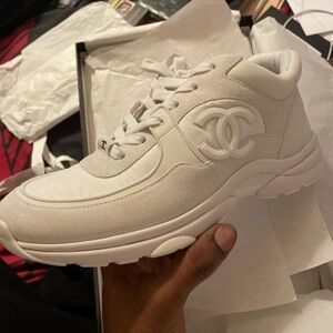 White Chanel sneakers for women